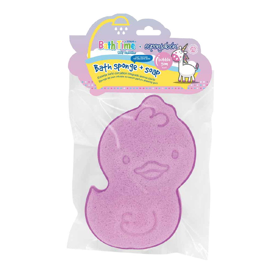 Esponja de baño Patito con jabón y aroma de chicle - esponjabon